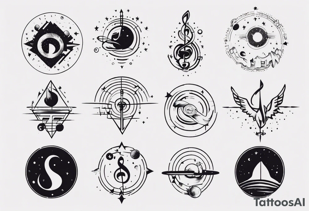 Friendship music space tattoo idea