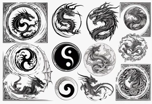 asymmetrical yin yang dragon tattoo idea
