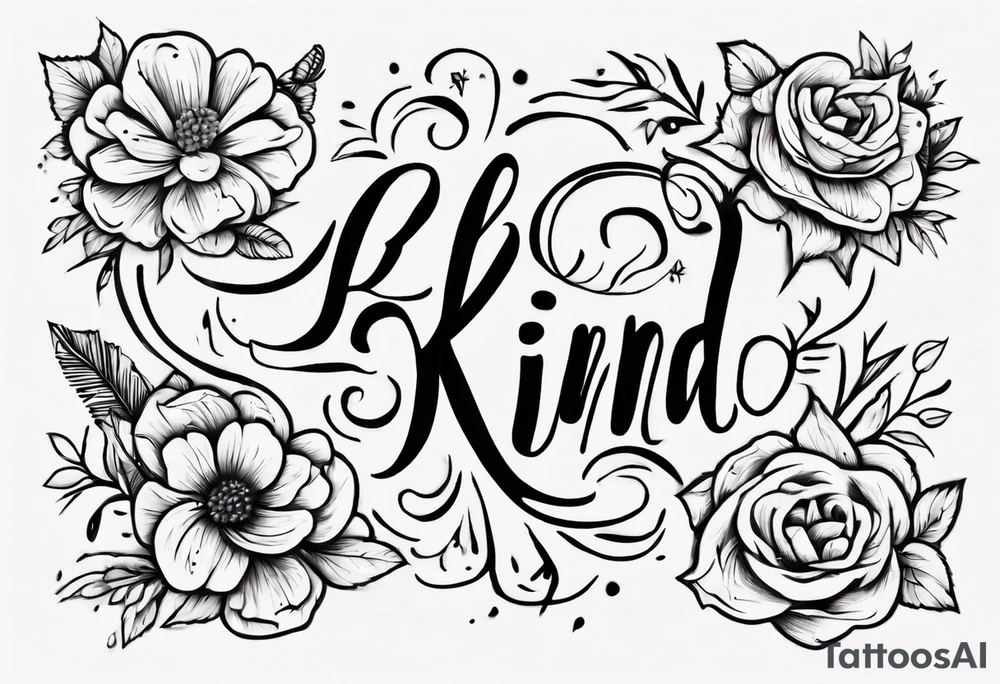 Straight line lettering that says Be Kind…..of a Bitch tattoo idea