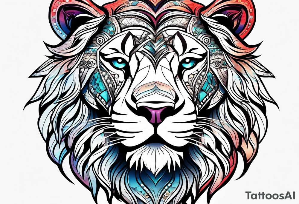 Powerful Leo couple tattoo idea