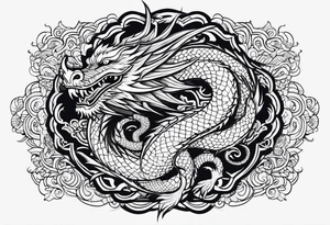 vietnamese patterns, black and white, full back, include a dragon tattoo idea