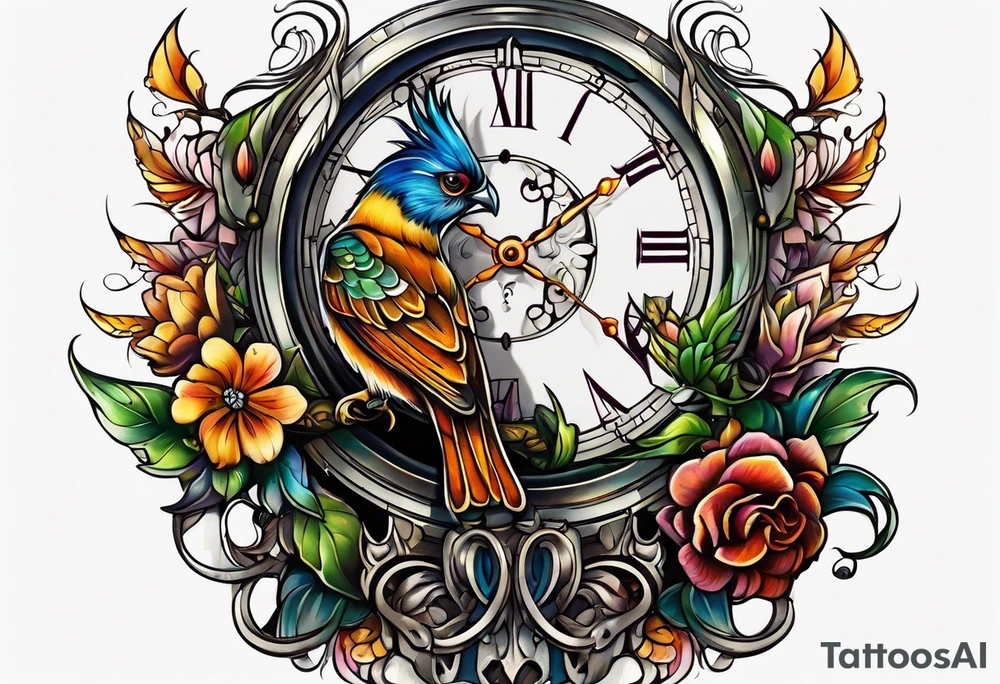 fantasy animal, clock tattoo idea