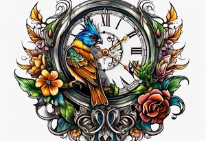 fantasy animal, clock tattoo idea