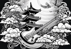 cloud, bassguitar, tattoo idea