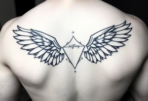 Simple Angle wings with Tiffany in the middle tattoo idea