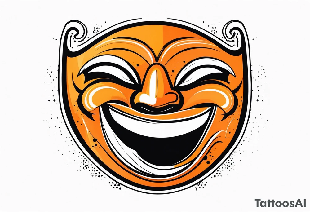 Laughing mask that is orange and black simplistic tattoo idea