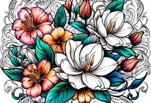 water and flowers tattoo idea