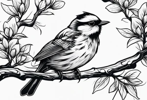 Bird powerfully looking while on a branch tattoo idea