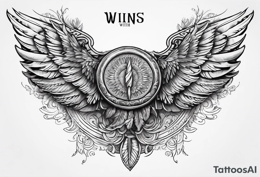 Wings with the word Glenn in the middle tattoo idea