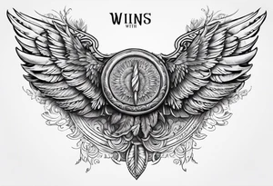 Wings with the word Glenn in the middle tattoo idea
