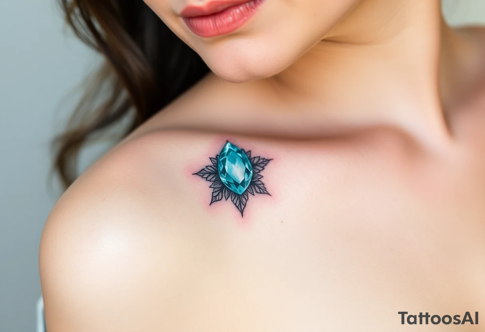 Witchy Aquamarine stone tattoo idea