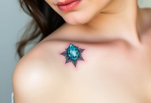 Witchy Aquamarine stone tattoo idea