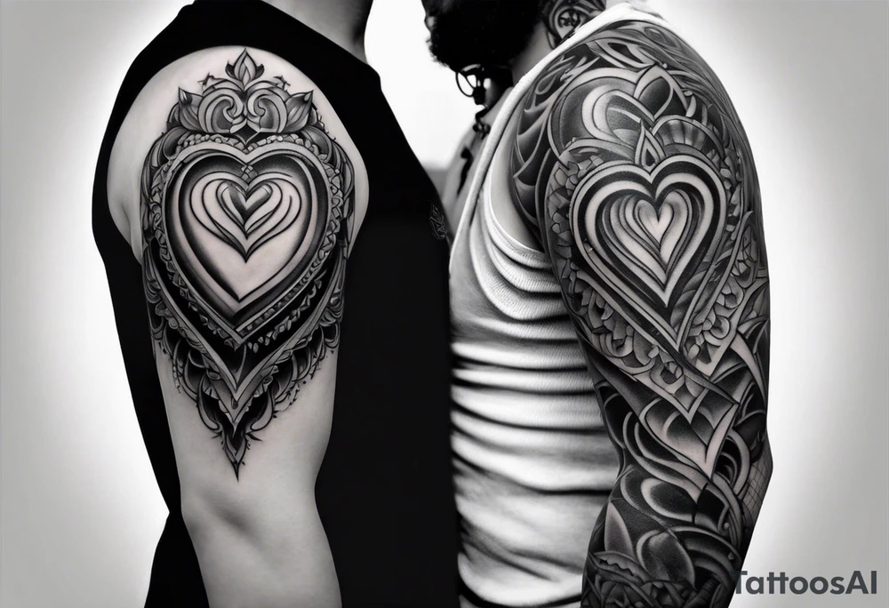 Cover up 2 hearts over lapping on back at base of neck tattoo idea