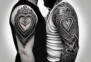 Cover up 2 hearts over lapping on back at base of neck tattoo idea