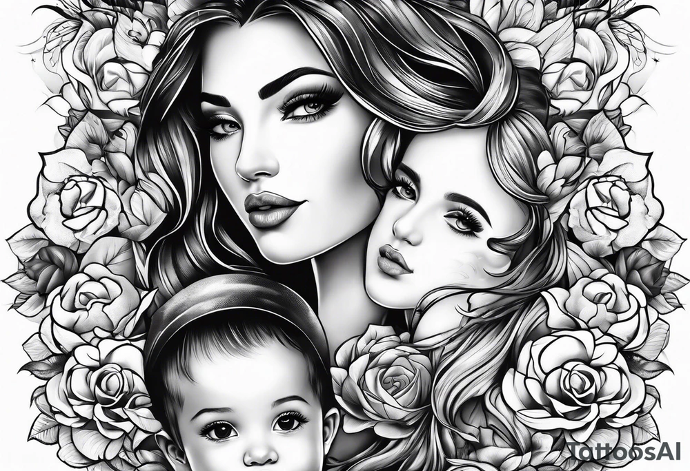 Motherwith 3 daughtersbaby tattoo idea