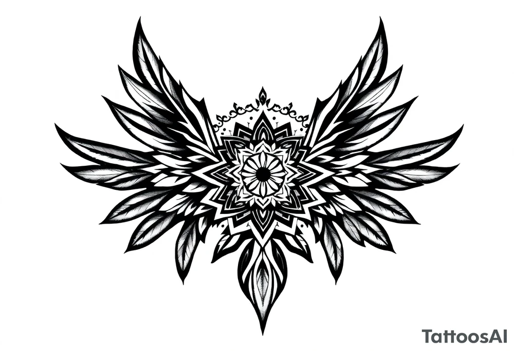 spiritual feather indian mandala shaman tattoo idea