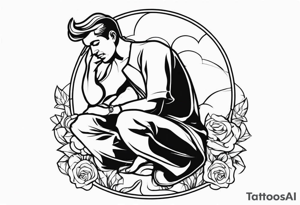 estátua homem chorando tattoo idea