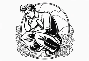 estátua homem chorando tattoo idea