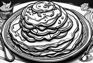 devil eating pancakes tattoo idea