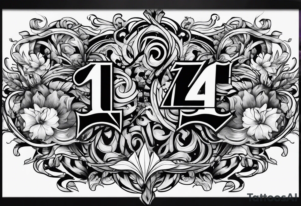 Number 14 in a fierce font tattoo idea