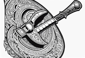 Valhalla sword shield axe fire tattoo idea