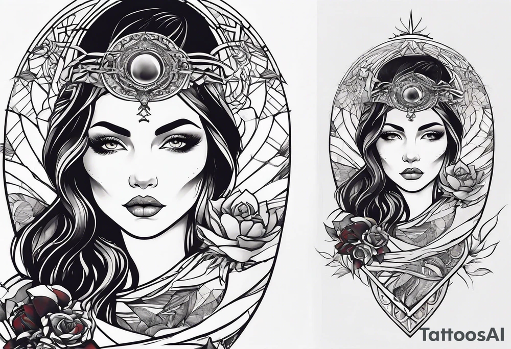 Resurrection Beautiful woman rising from her dead self to inner peace and self-love tattoo idea