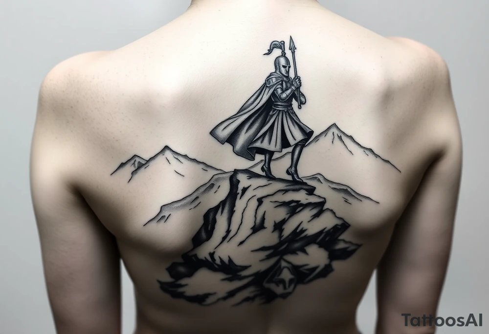 3d Powerful knight on the hillside tattoo idea