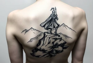 3d Powerful knight on the hillside tattoo idea