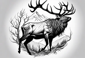 Leshy riding elk tattoo idea