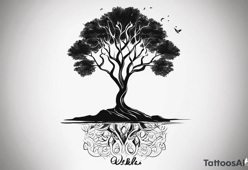 A tree of life and the last name “wakchhali” under it on my arm tattoo idea
