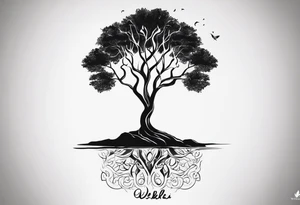 A tree of life and the last name “wakchhali” under it on my arm tattoo idea