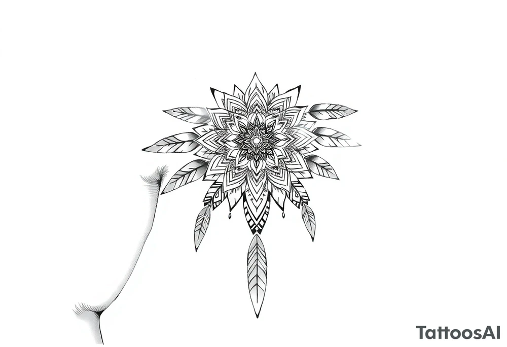 spiritual feathers ornamental mandala shaman tattoo idea