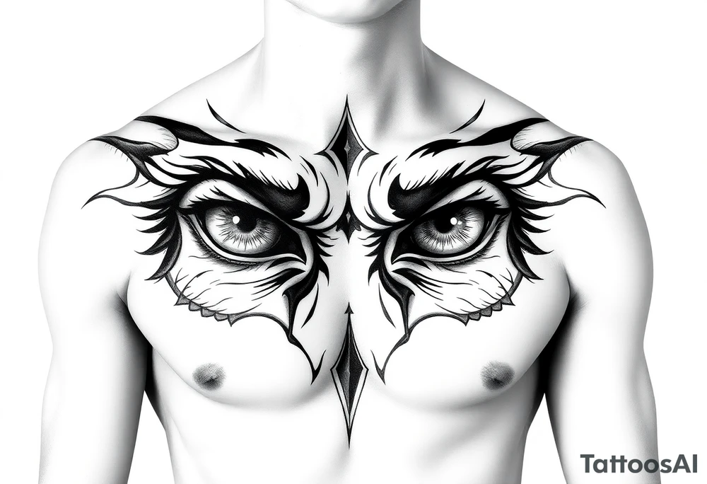 Eyes big and small on my chest for a man terrorizing with his eyes tattoo idea