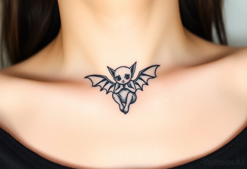 Tiny goblin with wings tattoo idea