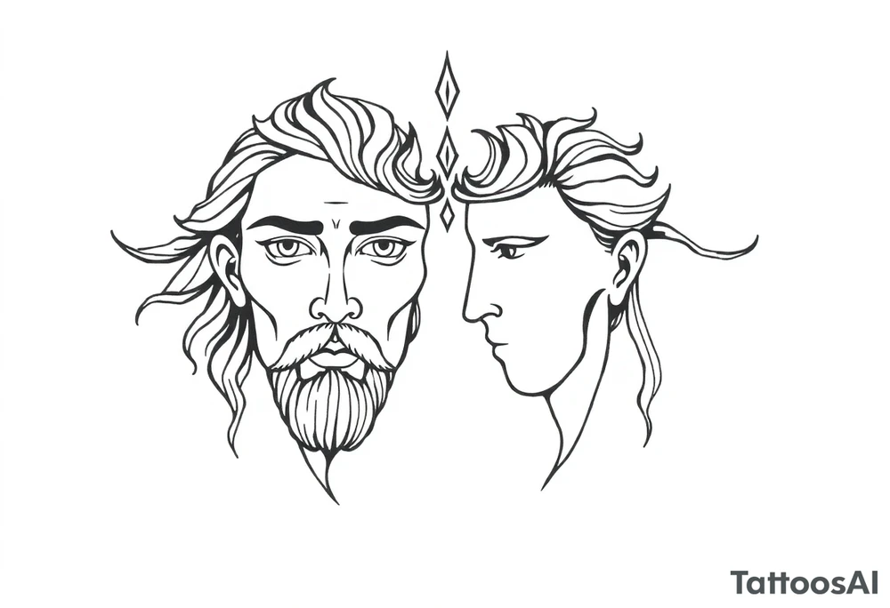 Janus, both faces tattoo idea