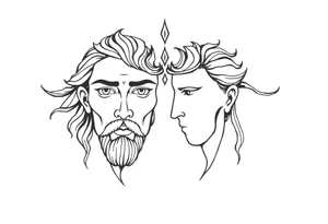 Janus, both faces tattoo idea