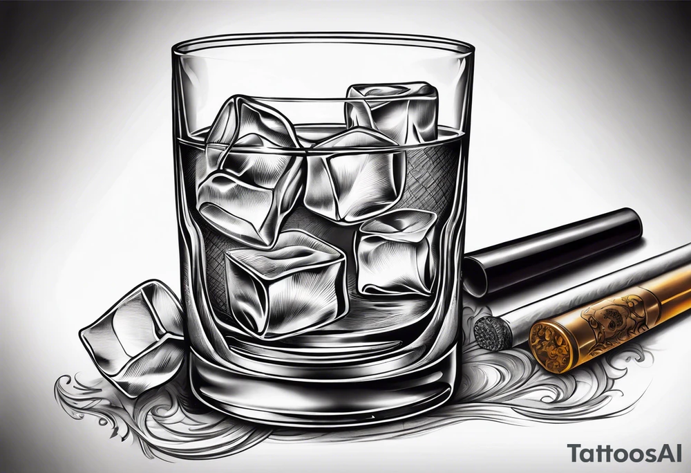 whiskey glass and a blunt smoke tattoo idea