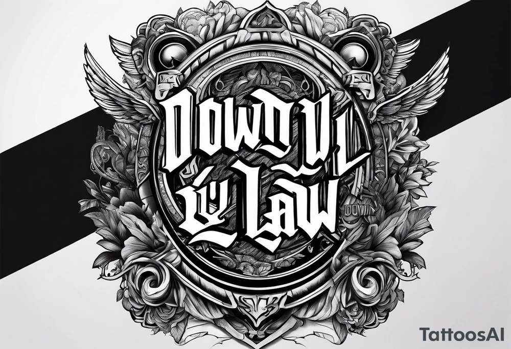 Wu-Tang font saying down by Law tattoo idea