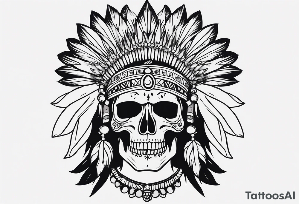 an indian with a skull instead of a face tattoo idea