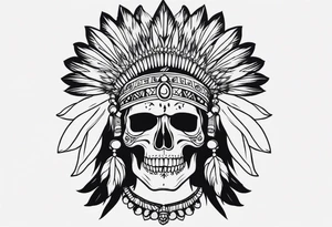 an indian with a skull instead of a face tattoo idea