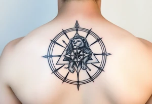 Compass lion pyramid tattoo idea