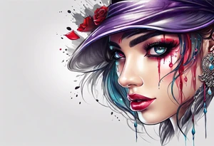 Bleeding tears flow from eye tattoo design nope eyebrow tattoo idea