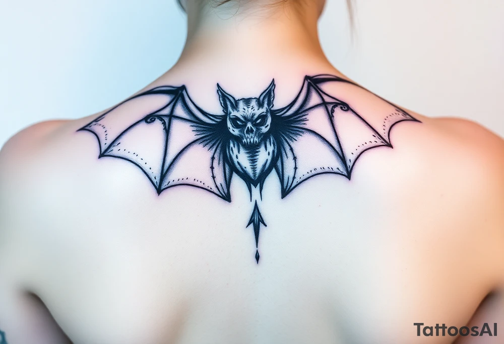scary bat with scary wings sharp tattoo idea