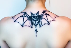 scary bat with scary wings sharp tattoo idea
