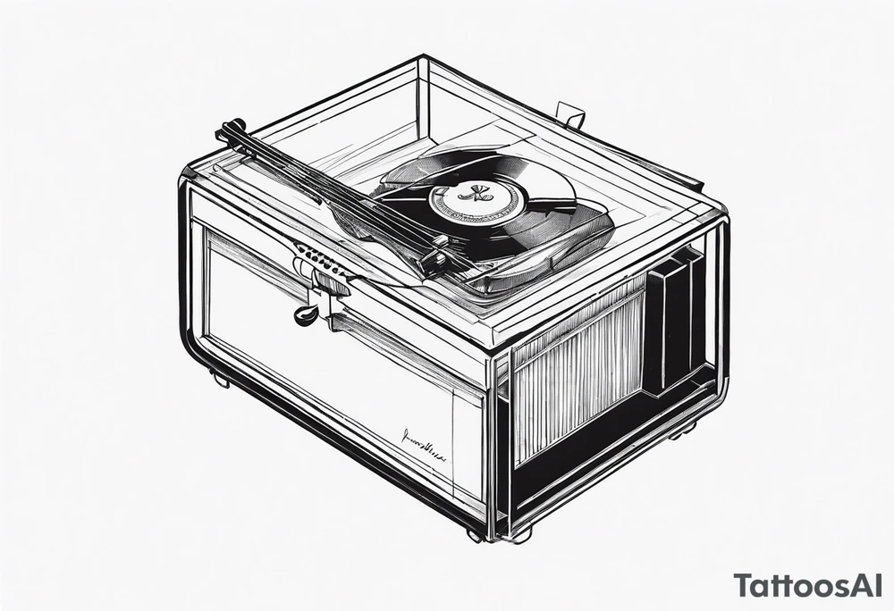 music box with a floating ballerina tattoo idea