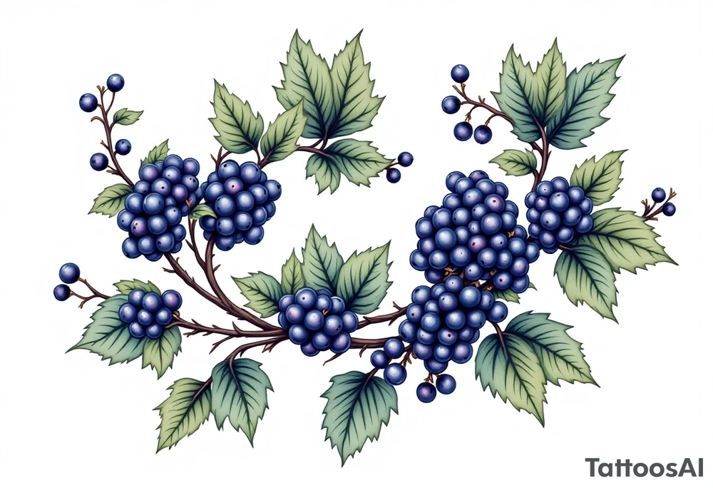 American traditional style Blackberry vine tattoo idea