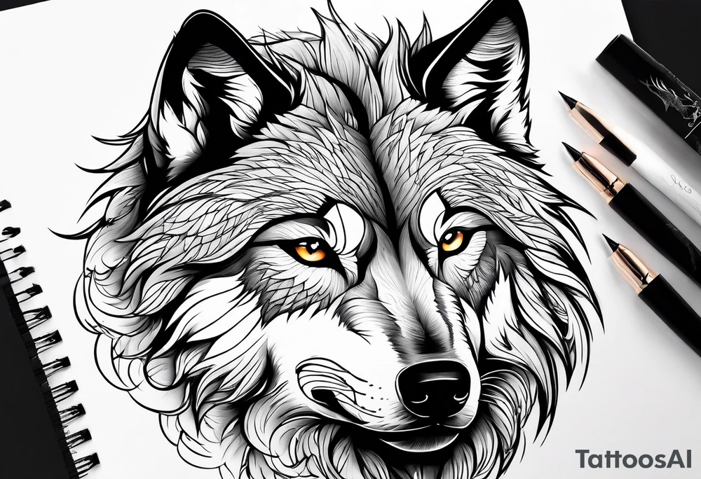 white
 wolf tattoo idea