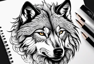 white
 wolf tattoo idea