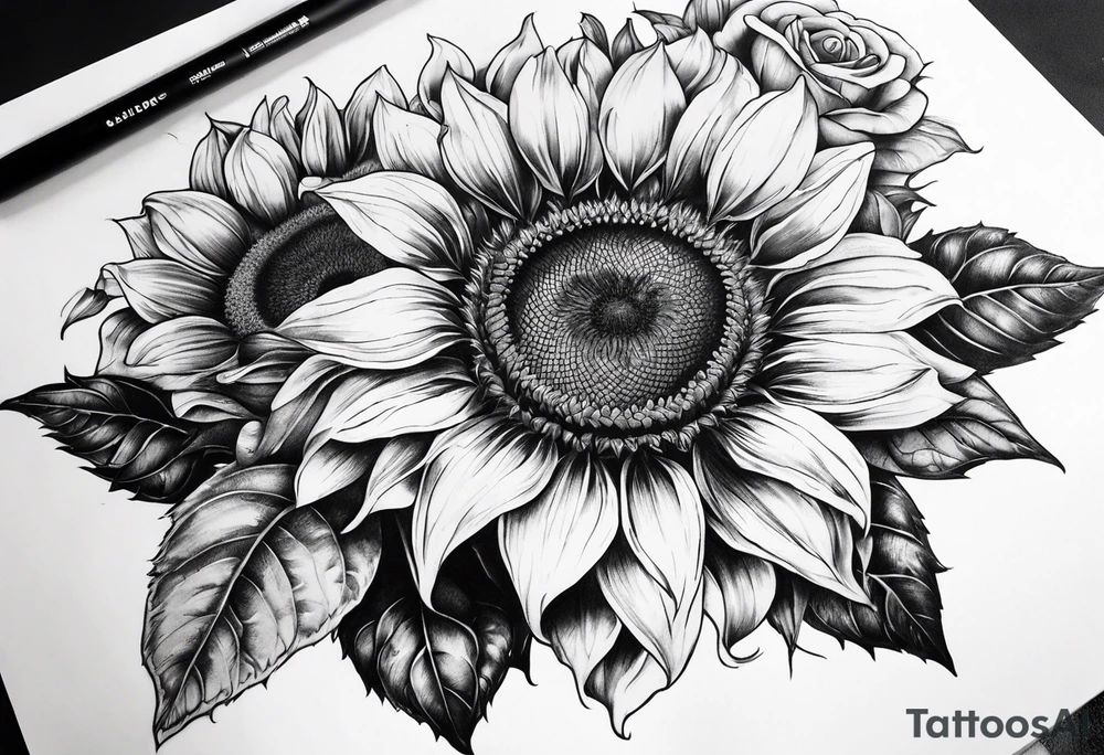 sunflower, camera, flower rose , book tattoo idea