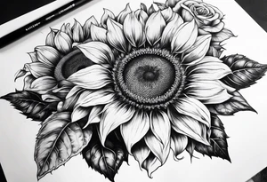 sunflower, camera, flower rose , book tattoo idea